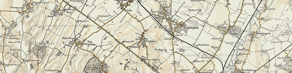 Old map of Girton in 1899-1901
