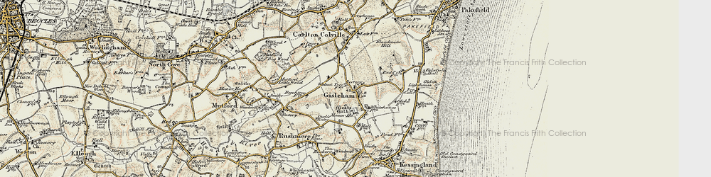 Old map of Gisleham in 1901-1902