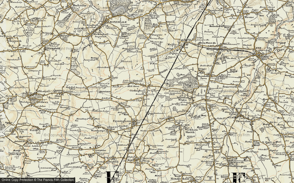 Old Map of Gislingham, 1901 in 1901