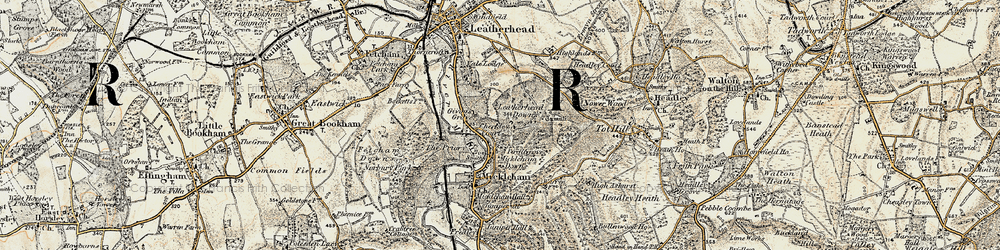Old map of Leatherhead Downs in 1897-1909
