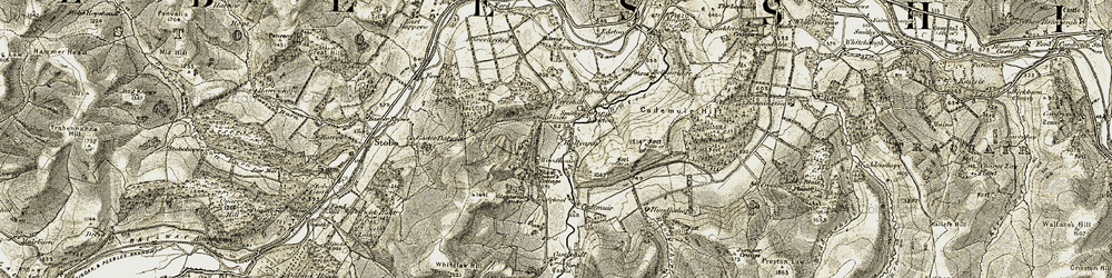 Old map of Black Dwarf's Cottage in 1903-1904