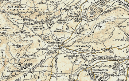 Old map of Gladestry in 1900-1903