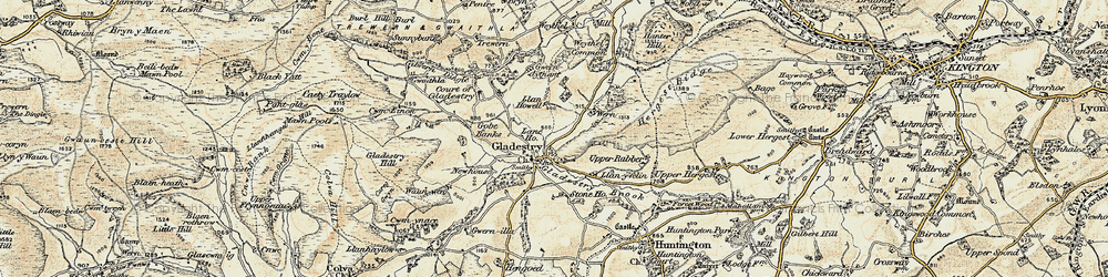 Old map of Gladestry in 1900-1903
