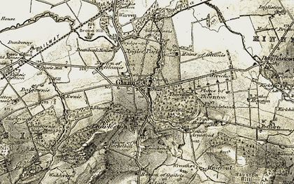 Old map of Glamis in 1907-1908