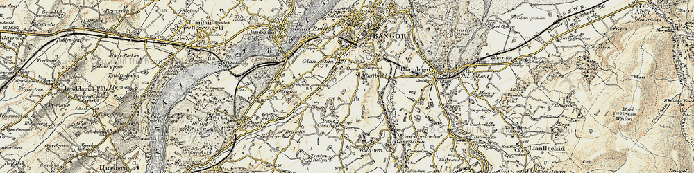 Old map of Glan Adda in 1903-1910