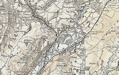 Old map of Ynys-Cedwyn in 1900-1901