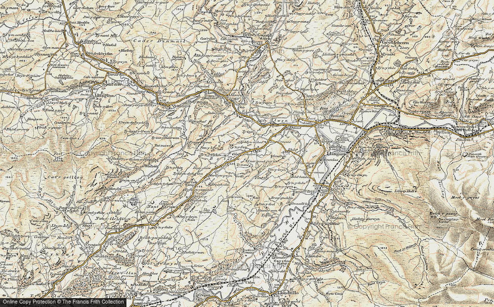 Old Map of Historic Map covering Betws in 1902-1903