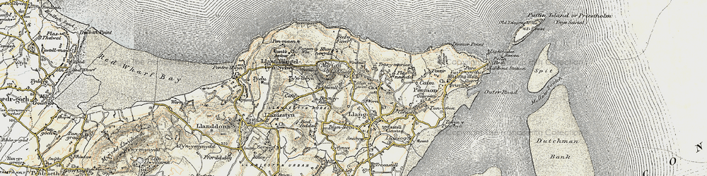 Old map of Bryn Ddol in 1903-1910