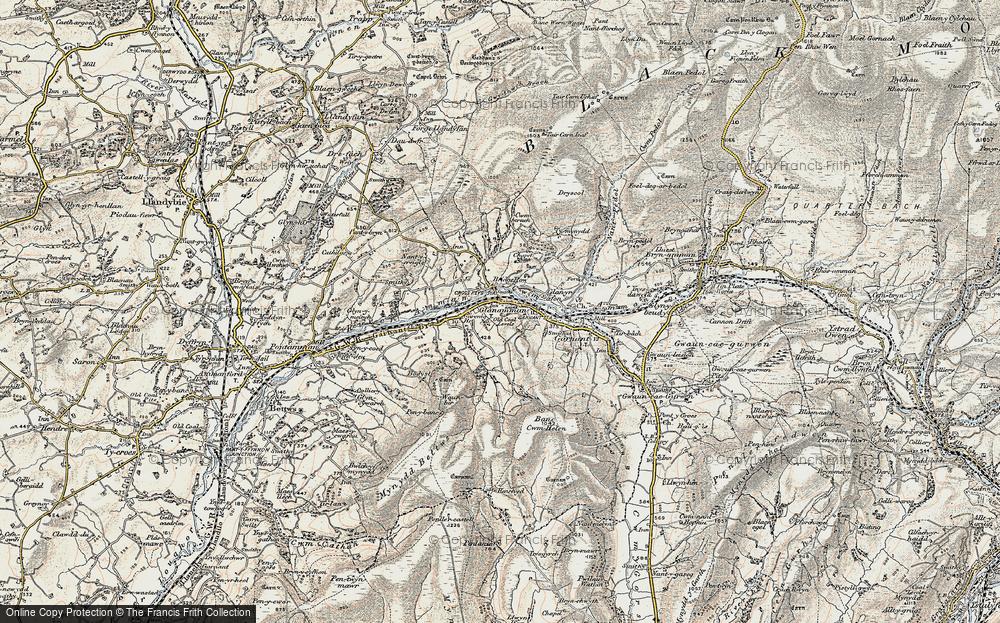 Old Map of Historic Map covering Bodist-uchaf in 1900-1901