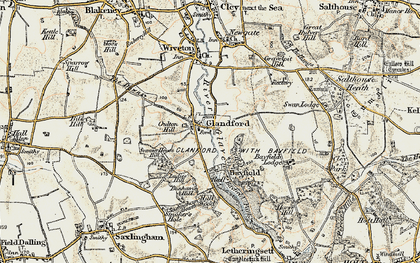 Old map of Glandford in 1901-1902