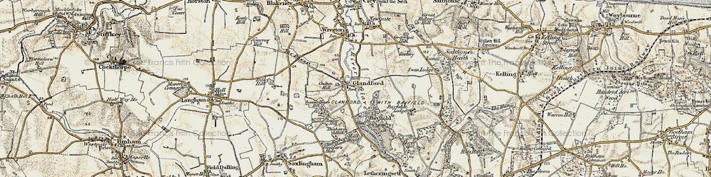 Old map of Glandford in 1901-1902