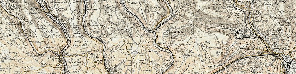 Old map of Glandwr in 1899-1900
