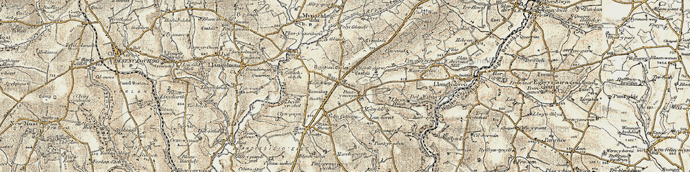 Old map of Glandy Cross in 1901