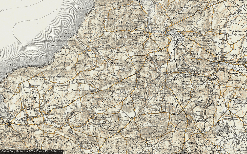 Old Map of Historic Map covering Llantood in 1901