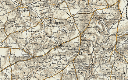 Old map of Glanrhyd in 1901