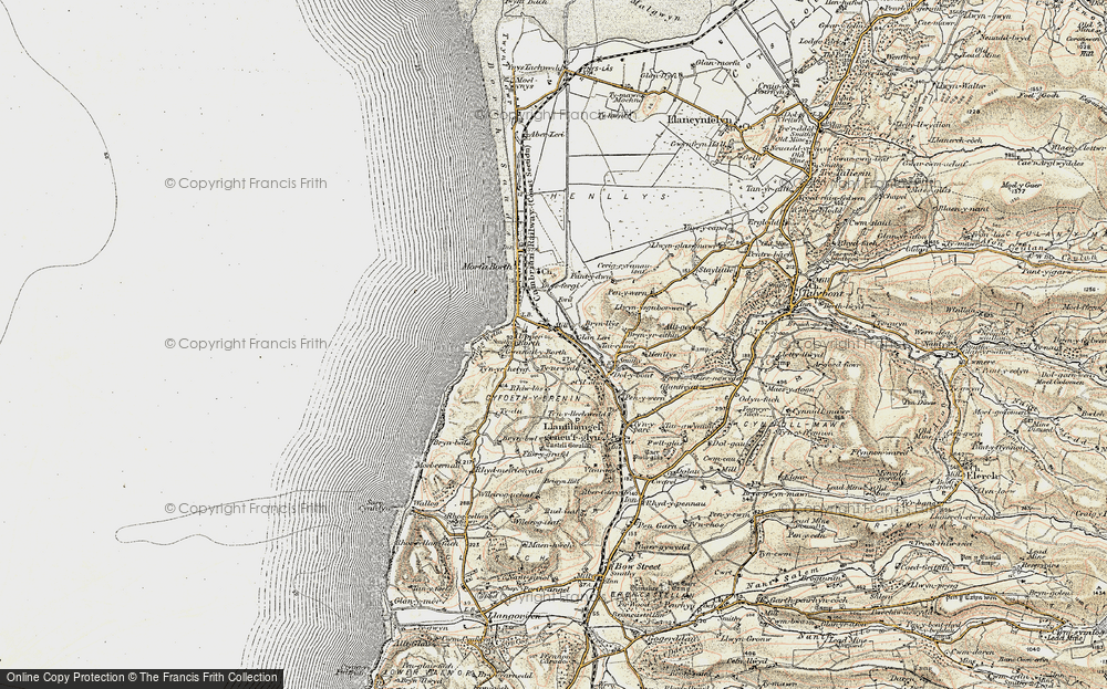 Old Map of Historic Map covering Ynysfergi in 1902-1903