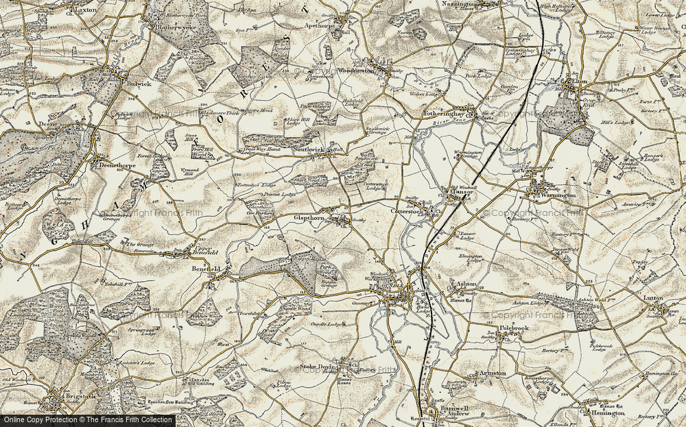 Old Map of Historic Map covering Biggin Hall in 1901-1902