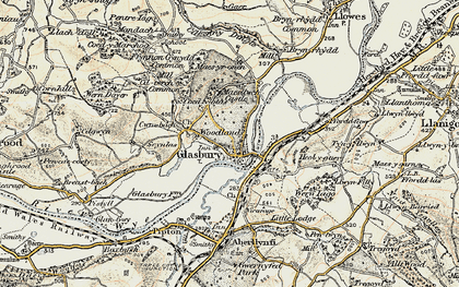Old map of Glasbury in 1900-1902