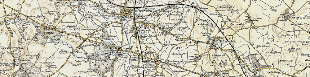 Old map of Glascote in 1901-1902
