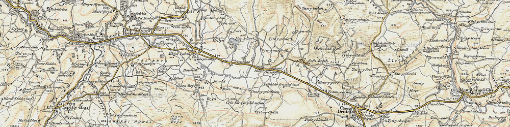 Old map of Afon Llaethog in 1902-1903