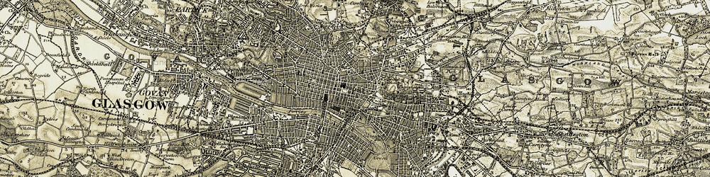 Old map of Glasgow in 1904-1905
