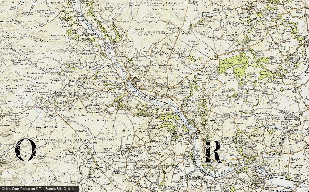 Old Map of Historic Map covering Brownstay Ridge in 1903-1904