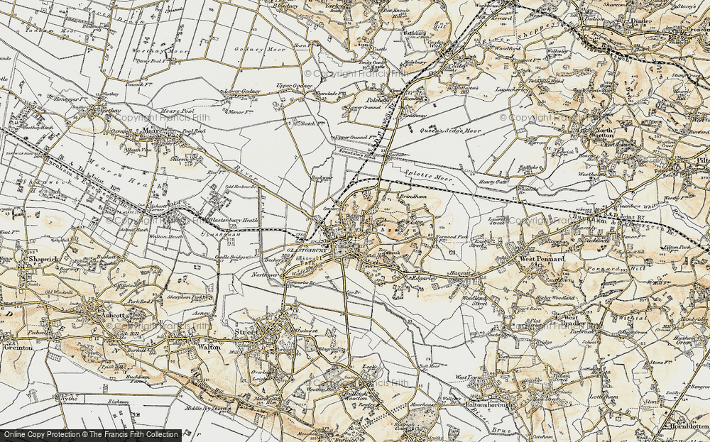 Old Map of Glastonbury, 1899 in 1899