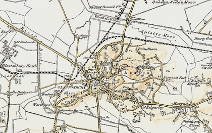 Old map of Glastonbury in 1899