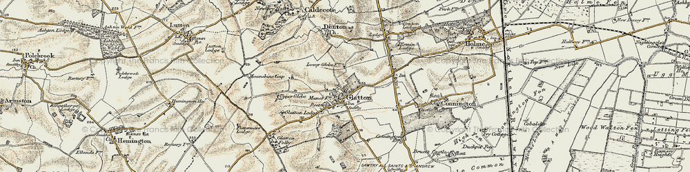 Old map of Glatton in 1901