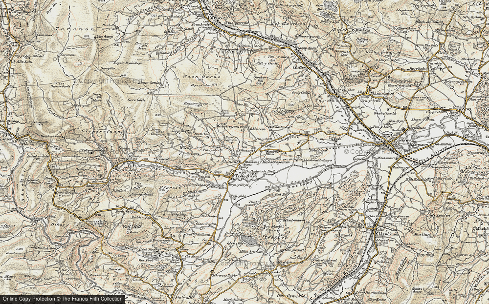 Old Map of Historic Map covering Bryndderwen in 1902-1903