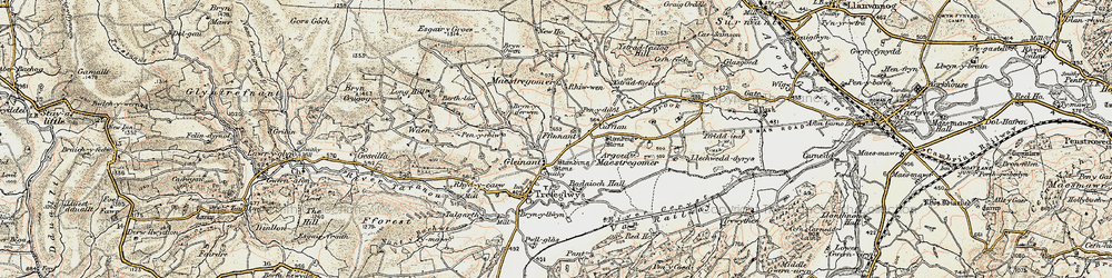 Old map of Bryndderwen in 1902-1903