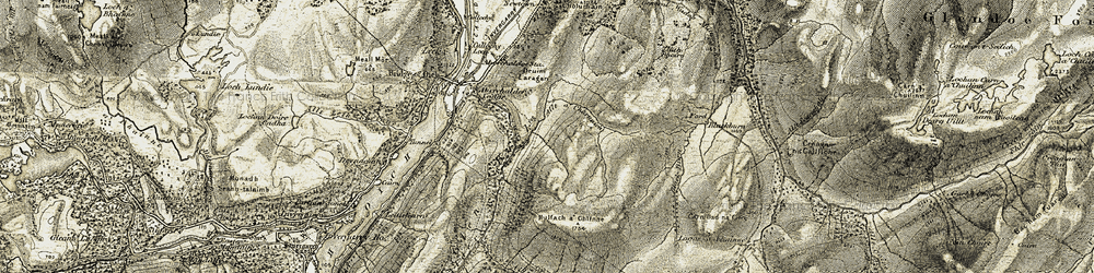 Old map of Allt na h-Eilrig in 1908