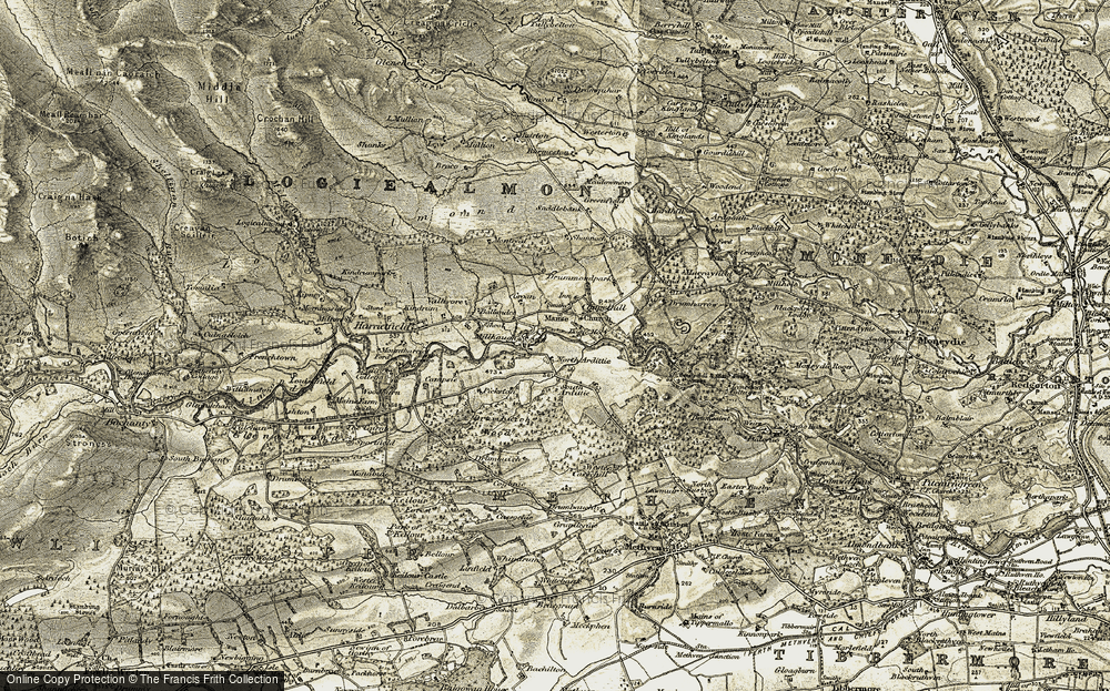 Old Map of Glen Almond, 1907-1908 in 1907-1908