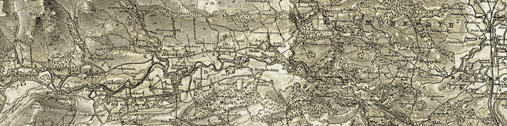Old map of Burmieston in 1907-1908