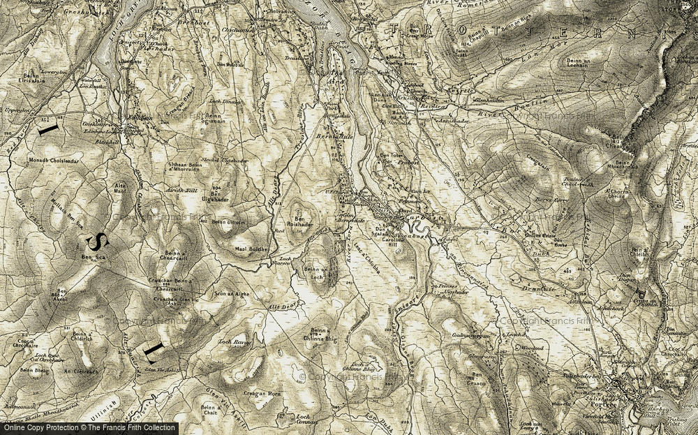 Old Map of Historic Map covering Ben Roishader in 1909