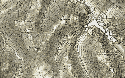 Old map of Tom a' Bhiorain in 1906-1907