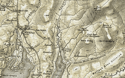 Old map of Glen Heysdal in 1908-1909