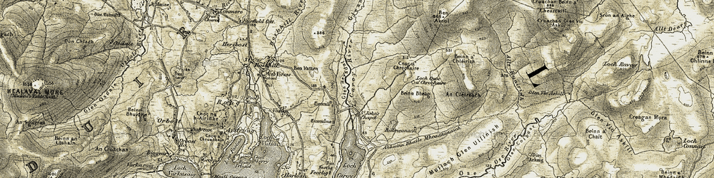 Old map of Glen Heysdal in 1908-1909