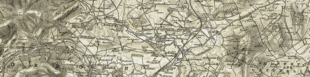 Old map of Glenbervie in 1908-1909