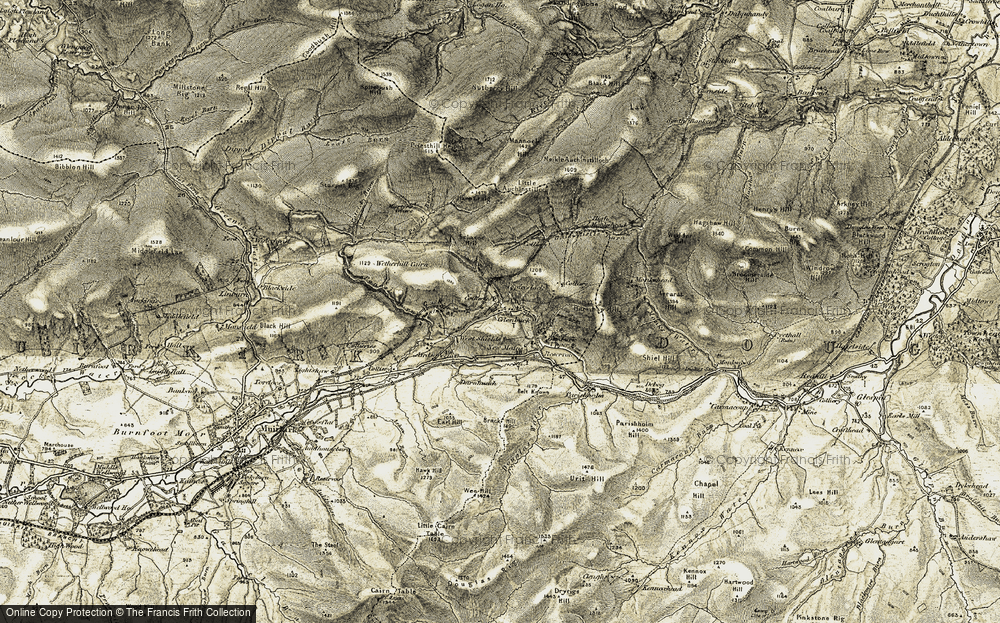Old Map of Historic Map covering Brack Hill in 1904-1905