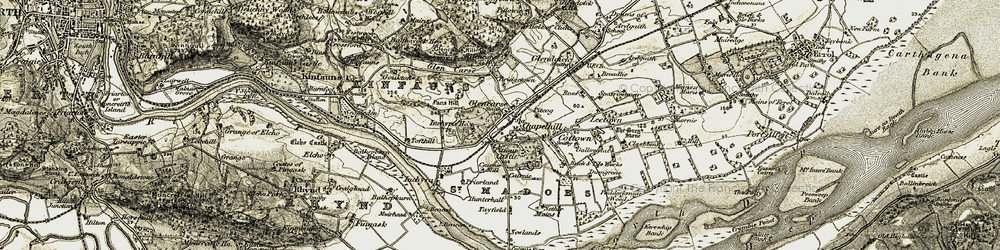 Old map of Glencarse in 1906-1908