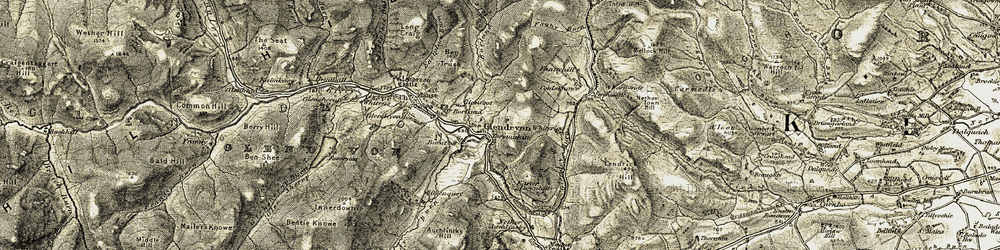 Old map of Ben Thrush in 1904-1908