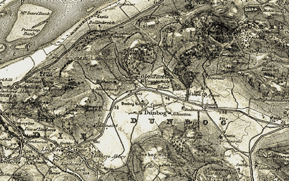 Old map of Ayton in 1906-1908