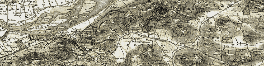 Old map of Ayton Hill in 1906-1908