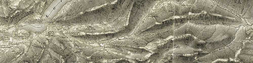 Old map of Beinn Ruighe Raonuill in 1906-1908