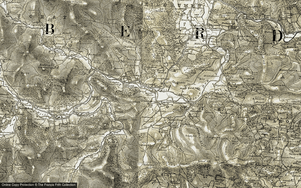 Old Map of Glenkindie, 1908-1909 in 1908-1909