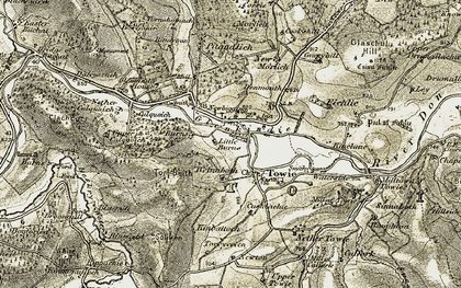 Old map of Glenkindie in 1908-1909