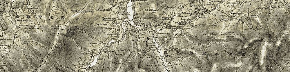 Old map of Glenlivet in 1908-1911