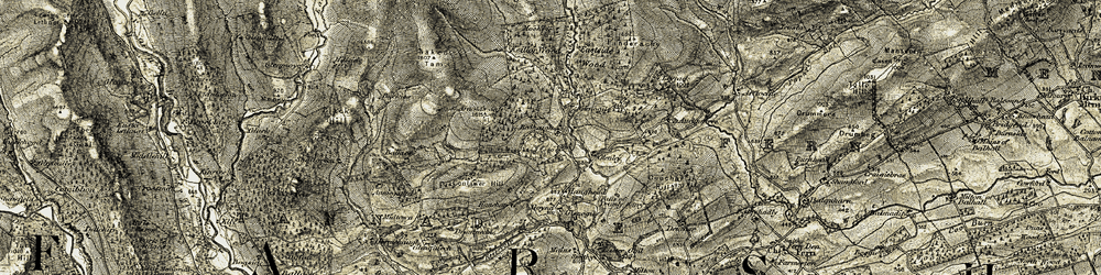 Old map of Glenogil in 1907-1908