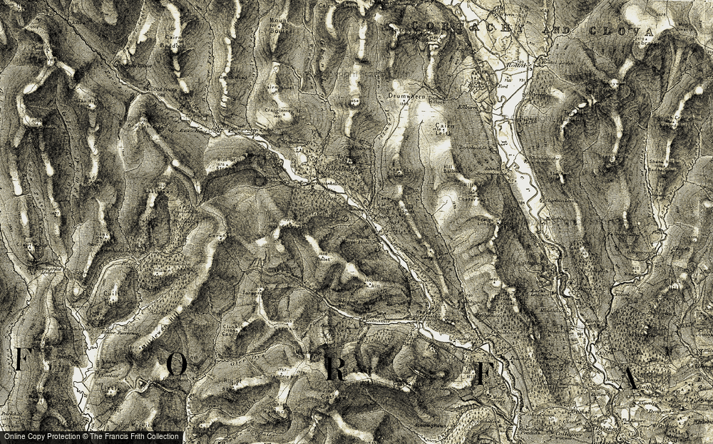 Old Map of Glenprosen Village, 1907-1908 in 1907-1908